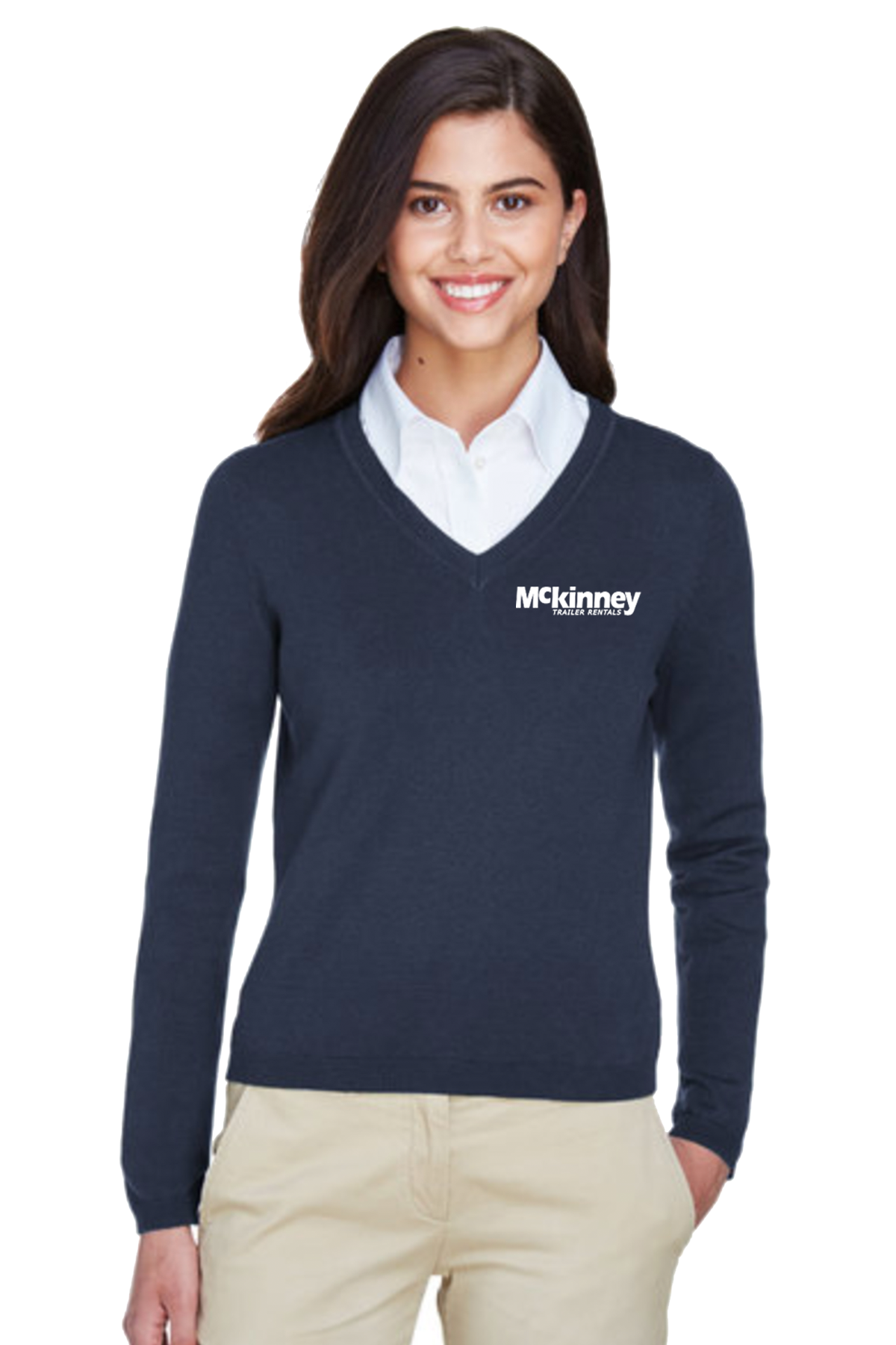 Devon & Jones Ladies' V-Neck Sweater