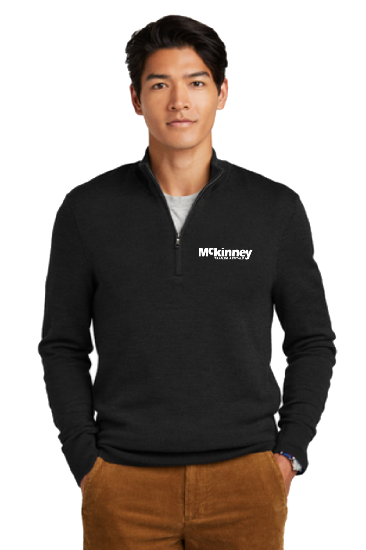 Brooks Brothers ® Washable Merino Birdseye Mens 1/4-Zip Sweater